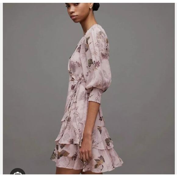 AllSaints Women's Ari Peggy Floral Print Mini  Dresses Multicolor Size US 10 - Picture 2 of 11